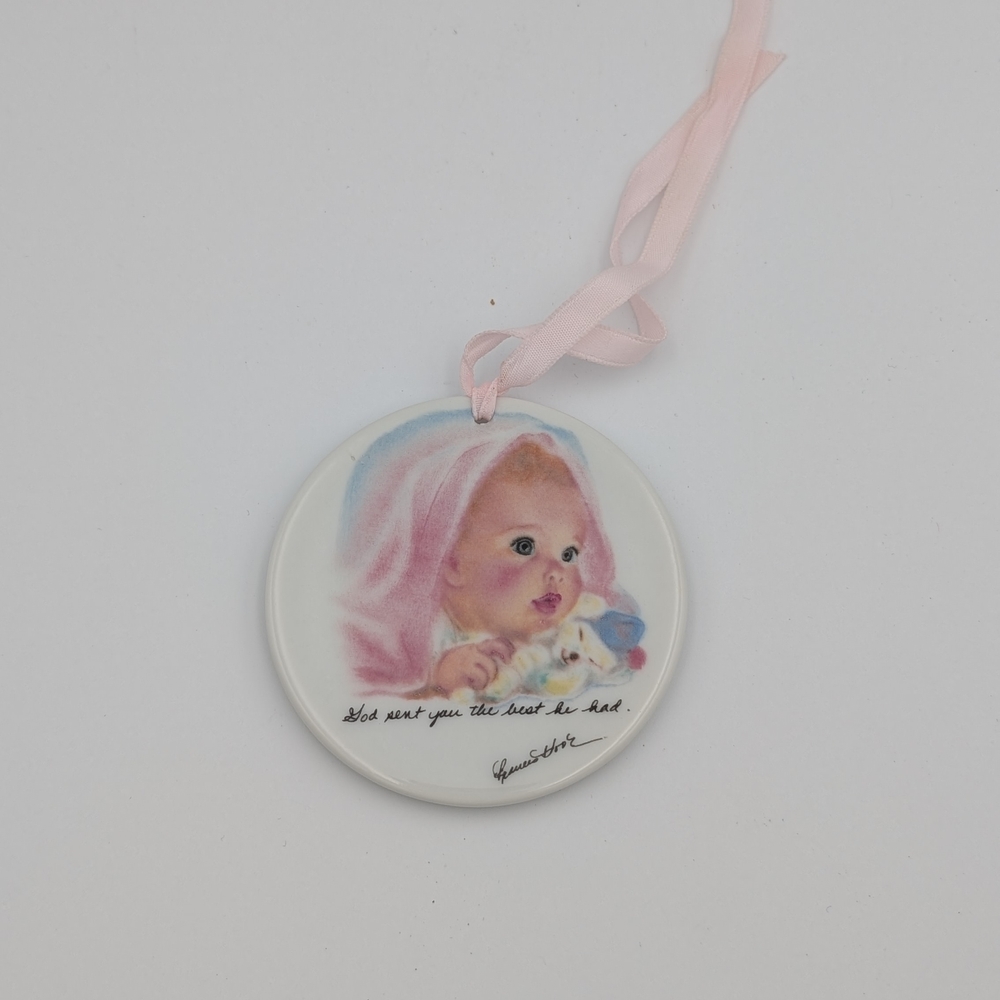 Vintage Ceramic Baby's First Gift 1984 Frances Hook Ornament by Roman